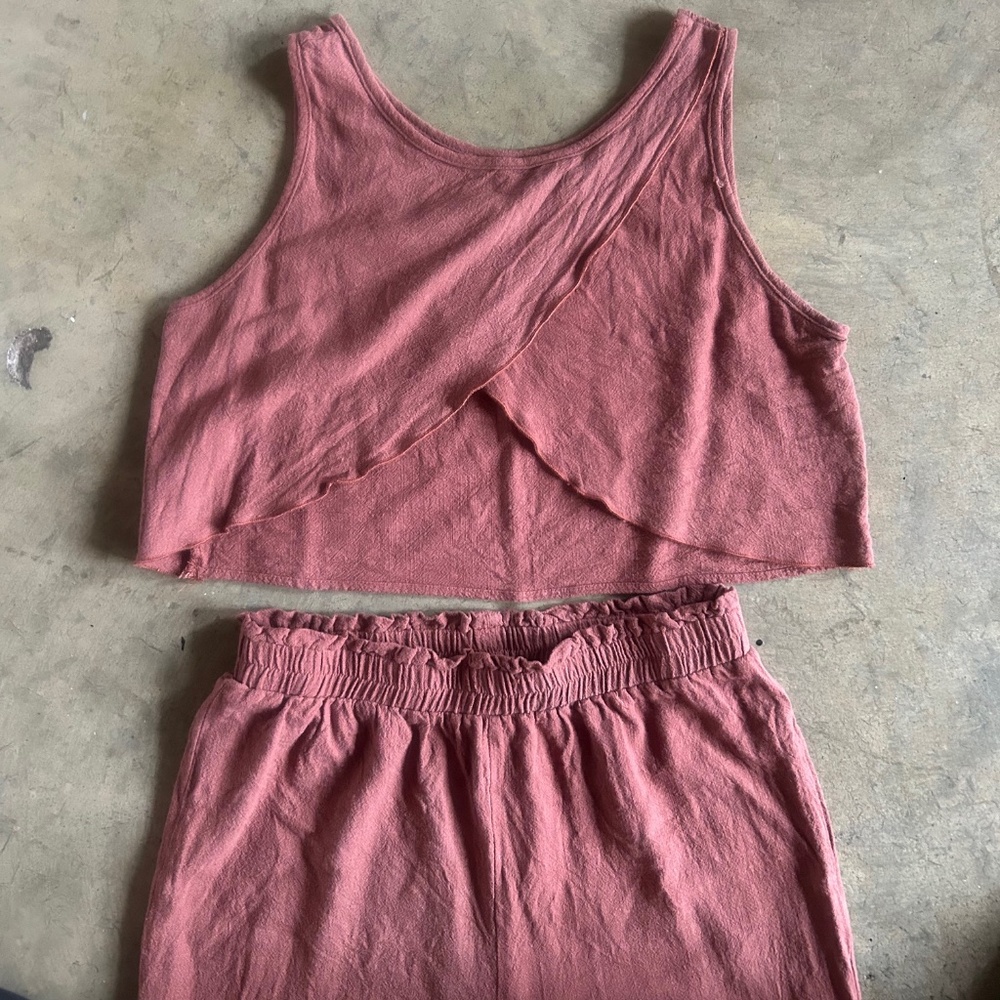 Earthy brown / rusty orange matching set in 100% cotton